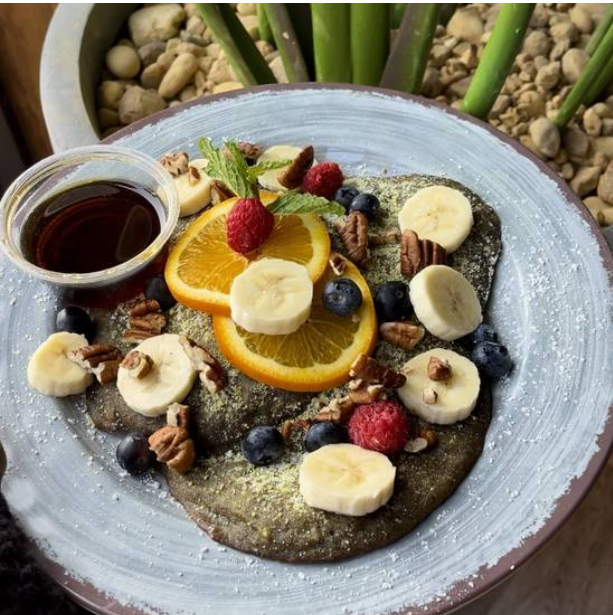 Vegan Gluten Free Pancakes with Blueberry and Banana Brunch | Living Green Cafe Fort Lauderdale